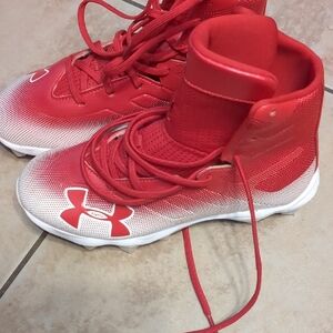 Under Armour Kids Red and White Sneakers